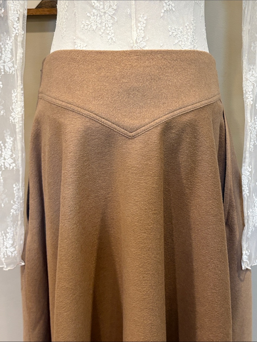 Vintage Ralph Lauren Collection 2004 Camel Wool Flared Midi Skirt size 8 - Picture 10 of 16
